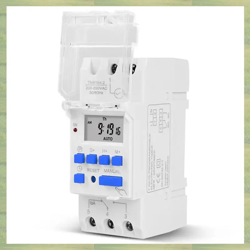 N75R-Programmable Digital Time Switch Relay Timer Control AC 220V 16A Din Rail Mount TM919A Timer Switch