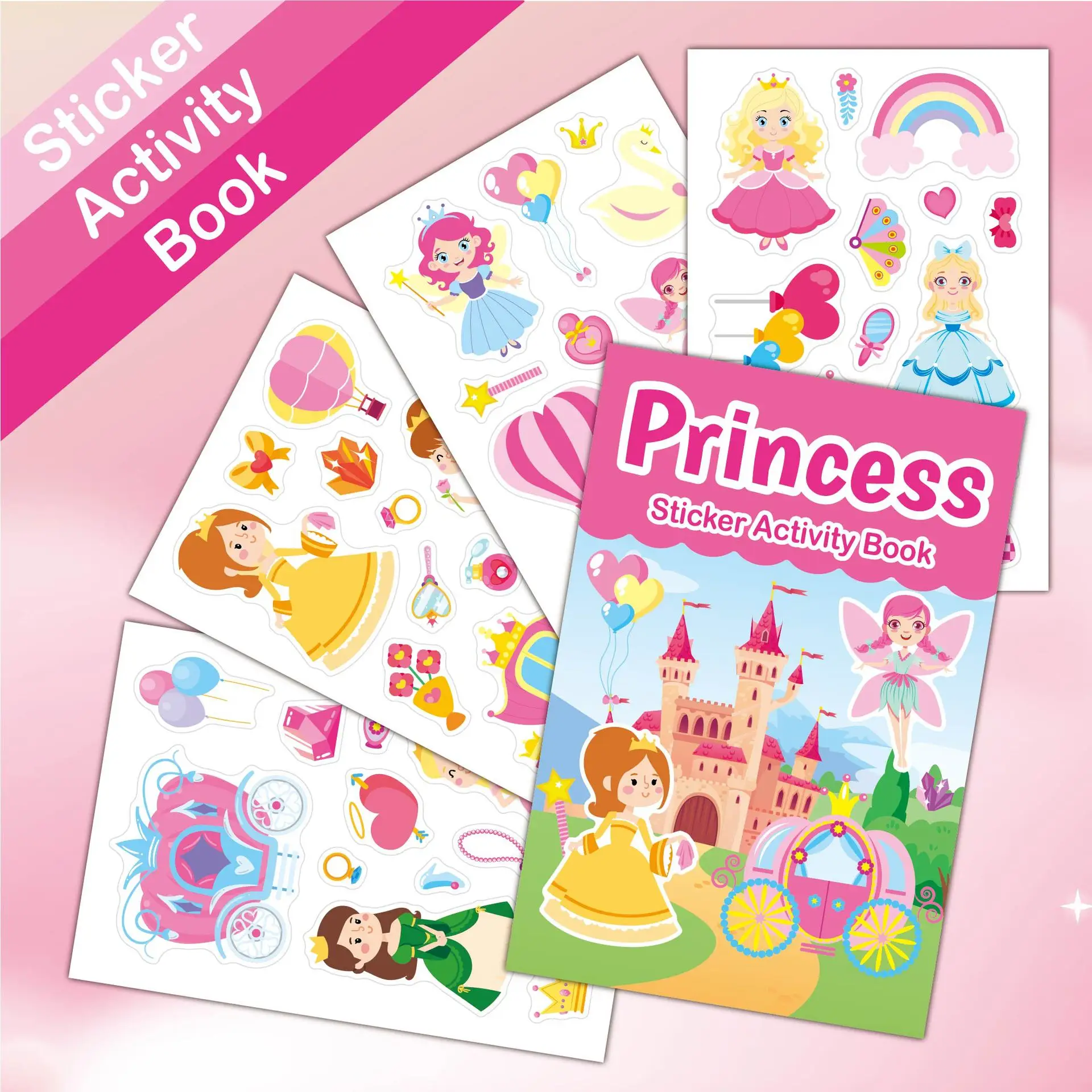 

Sticker Children's Princess Castle Theme Stickers Book Farm Animal Creative Cartoon Stickers Kindergarten Stickers Toys