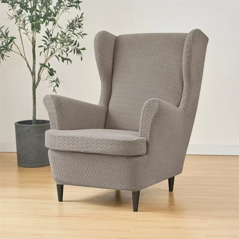 2 teile/satz Jacquard Flügel Stuhl Abdeckungen Einfarbig Stretch Wingback Sessel Schonbezüge Anti-schmutzige Möbel Protector Dekor – Detail 18