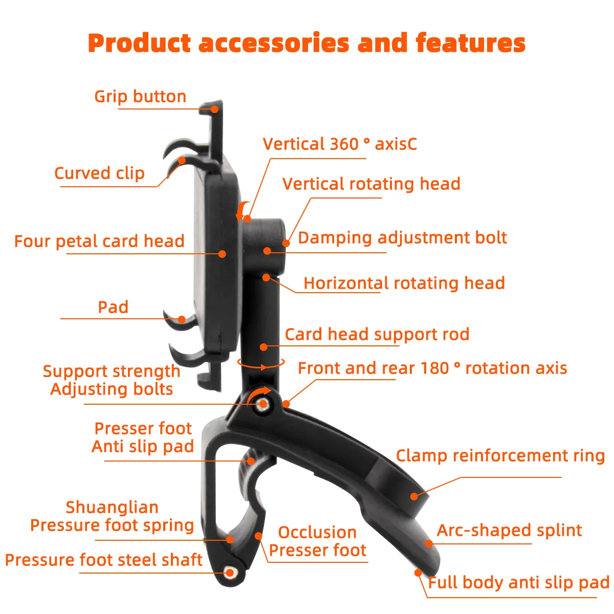 Dashboard Car Phone Holder ABS Mobile Phone Sun Visor Holder Auto Rear View Mirror Phone Support 360 Degree Rotation Accessories image 5