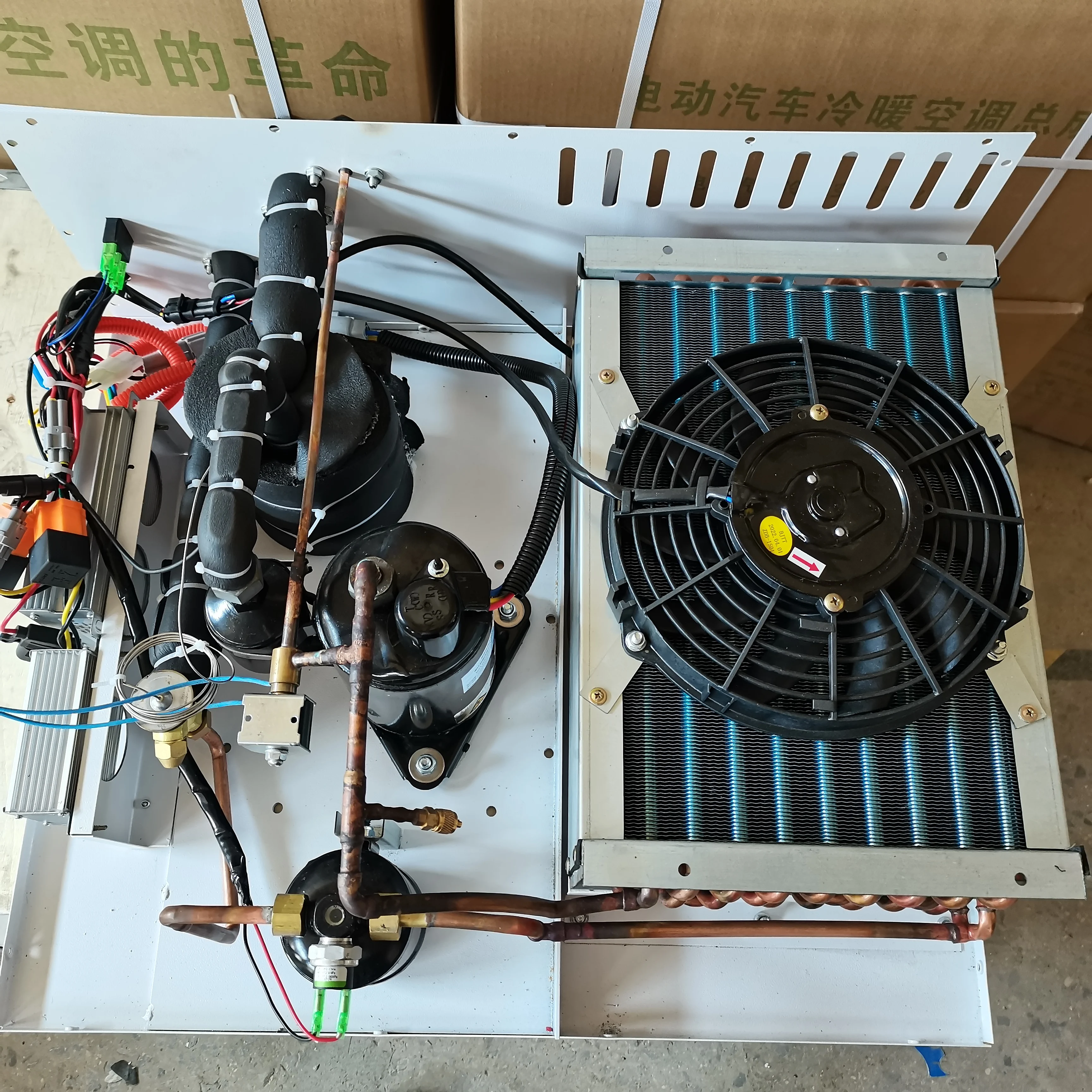 12V 24V 48V 72V DC Electric Refrigerated Unit for Van Truck Camper, Frozen Meat Freezer, Portable Refrigerator, RV Cold Storage