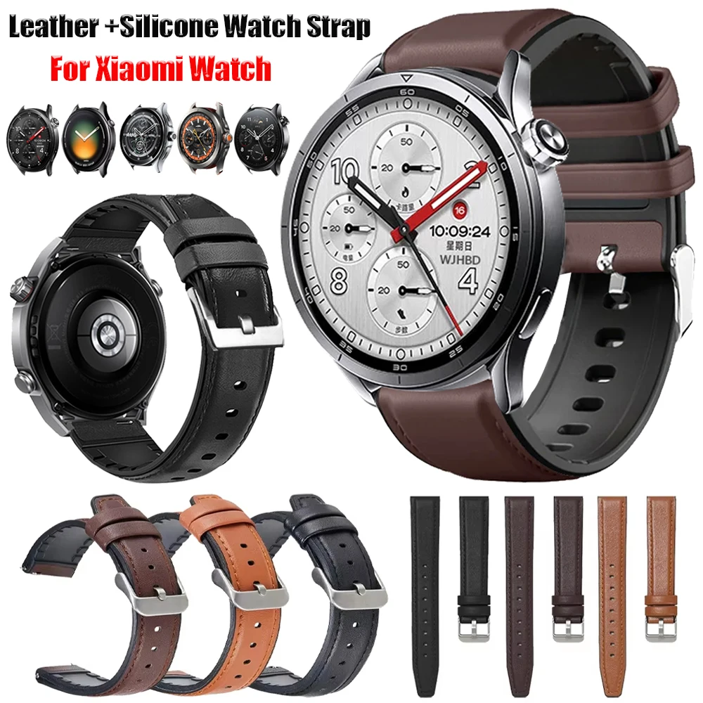 Correa de Silicona y Cuero de 22 mm para Xiaomi Watch 5 S5 46 mm S4 S3 S2 S1 Active Smartwatch, Correa para Mi Watch Color 2/2Pro, Brazalete Vintage