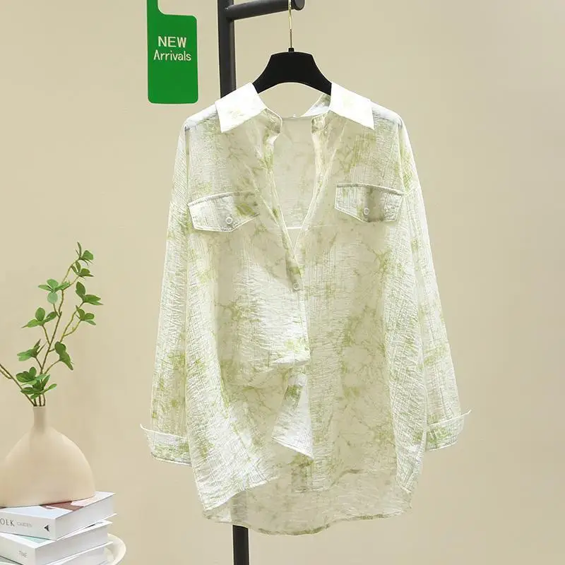 春と秋の新タイダイオールマッチ日焼け止めシャツ女性の夏の日焼け止め服軽量カーディガンコートトップ