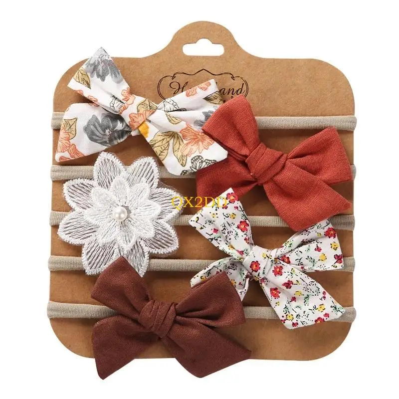 

QX2D 5Pcs Child Bowknot Headbands Baby Headdress Fashionable Headwear Lovely Small Kids Hair Ornaments for Girls