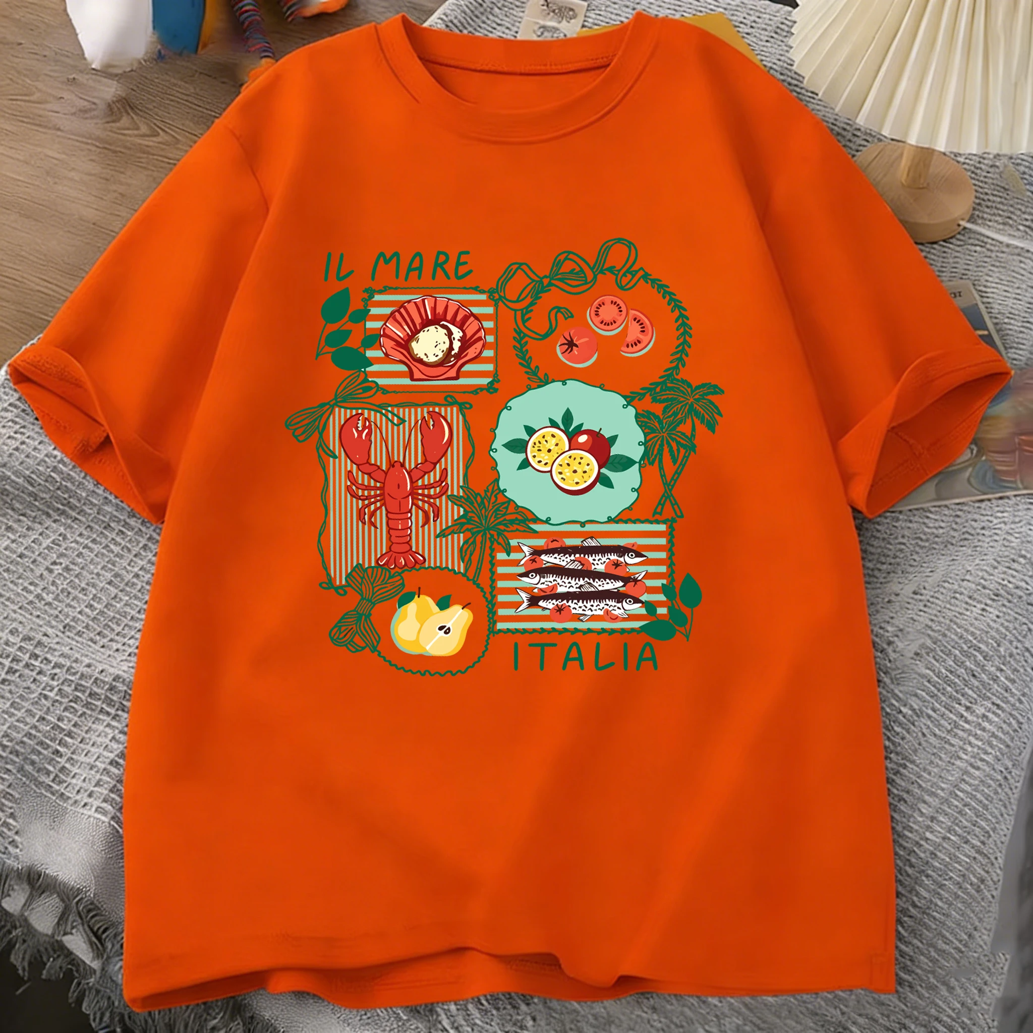 The Coastal Charm Of Italy Prints Mens T-Shirt Cotton Summer Oversized O-Neck Tops Short Sleeve Soft T Shirt Casual Male Clothes