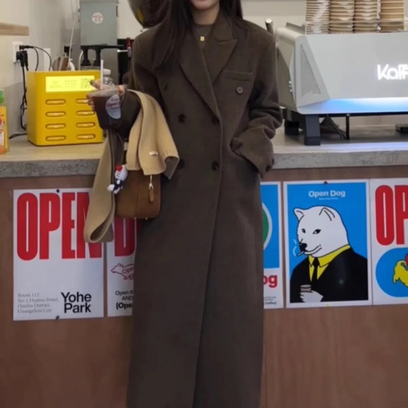 معطف صوفي رمادي للنساء لخريف وشتاء 2025، معطف جديد راقي، صوف صغير، سميك، طراز هيبورن #3