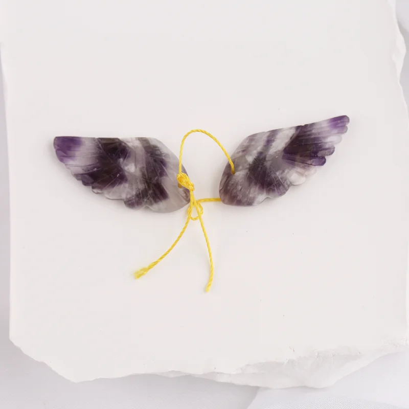 B&F Natural Stone Amethyst Carved Wing Earring Beads - Fashion Jewelry Accessories Handmade Jewerly for DIY