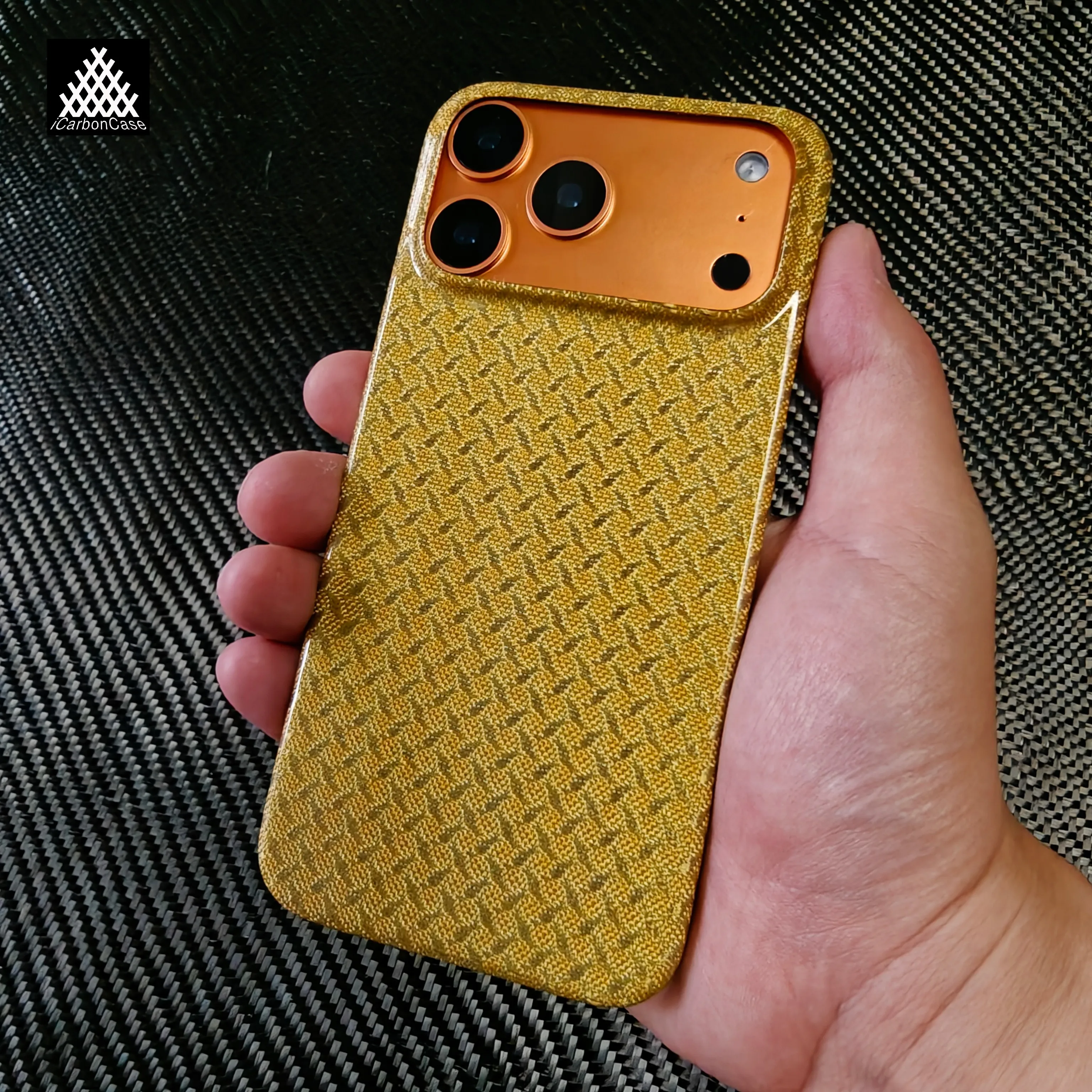 

For iPhone 17 Pro Max /17 Air Real Gold Carbon Fiber Case Super Light Slim Glossy Ultra Thin Luxury Protective 17Air Back Cover