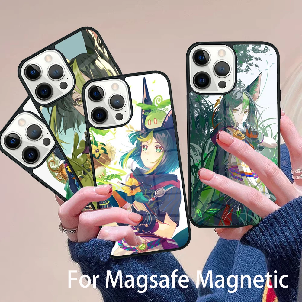 

Genshin Impact Tighnari Phone Case Magesafe Magnetic Wireless Charge Cover For IPhone 16 11 12 13 14 15 Pro Max Plus Mini