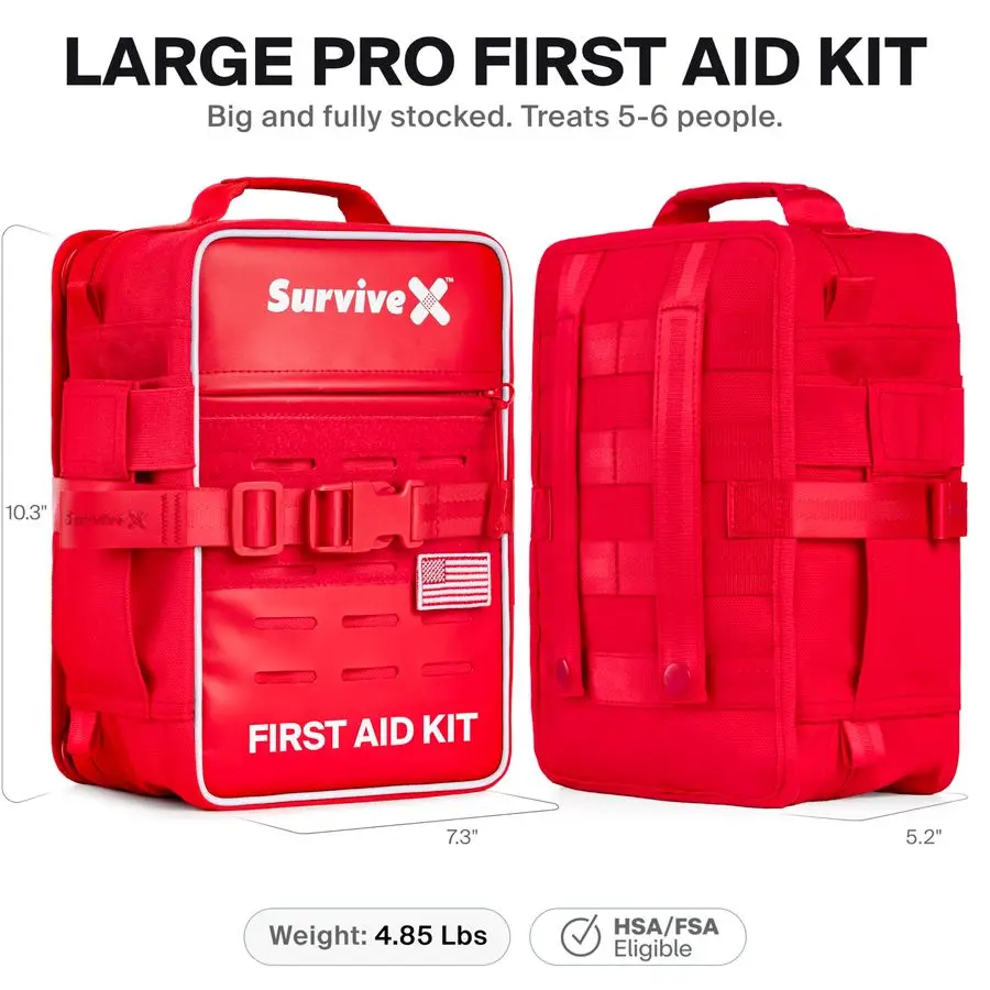 Kit di pronto soccorso professionale per auto, amplificatore da viaggio Kit di emergenza domestico per escursioni, campeggio, zaino in spalla e attività all'aperto Include ferita con punto zip