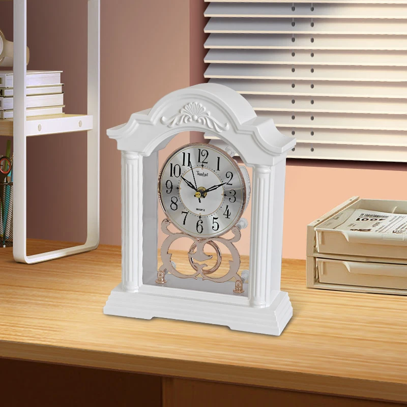 Retro Desk Clock Living Room Desktop Pendulum Clocks Bedroom Bedside Table Silent Watch Luxury Home Decoration Accessories