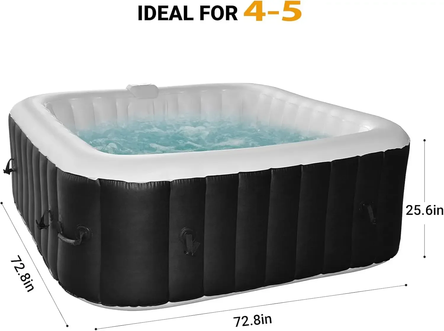AquaSpa Portable Hot Tub 72X72X26 Inch Air Jet Spa 4 5 Person Inflatable Square Outdoor Heated Spa with 130 Bubble Jets