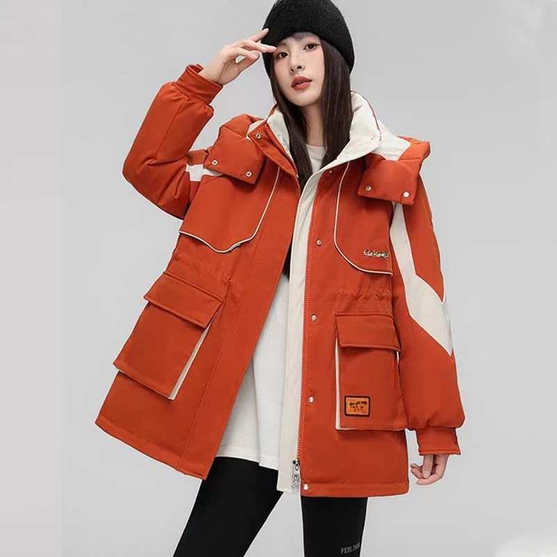 Wintertime New Style Outdoor Jacket Cotton-padded Clothes Female Little Fellow Waist in Fashion Advanced Parka Warm Jacket