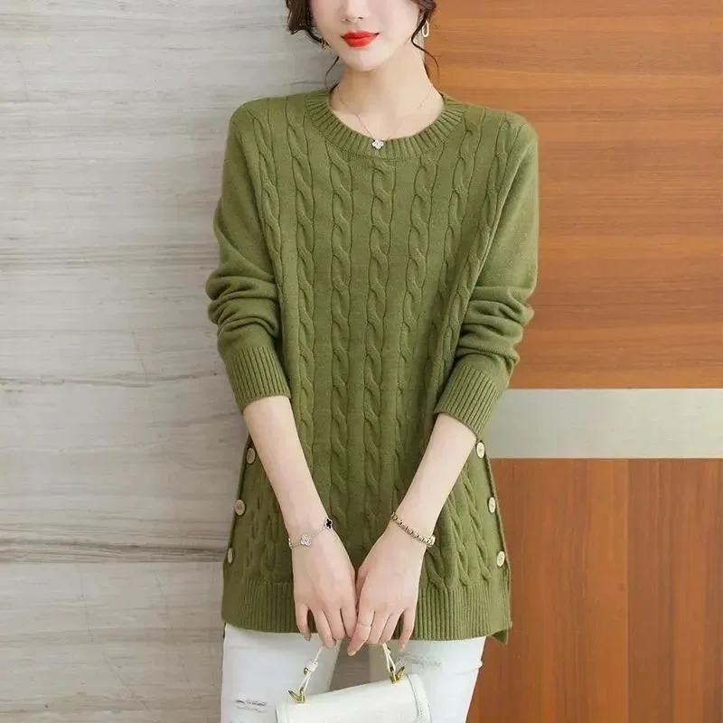 

Autumn and Winter New Style Mid-length Sweater Round Neck Loose Slim Knitted Bottoming Long-sleeved Top