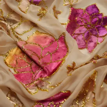 Tecido de veludo brocado jacquard posicionamento tecido pintado à mão vestido de alta qualidade pano cheongsam