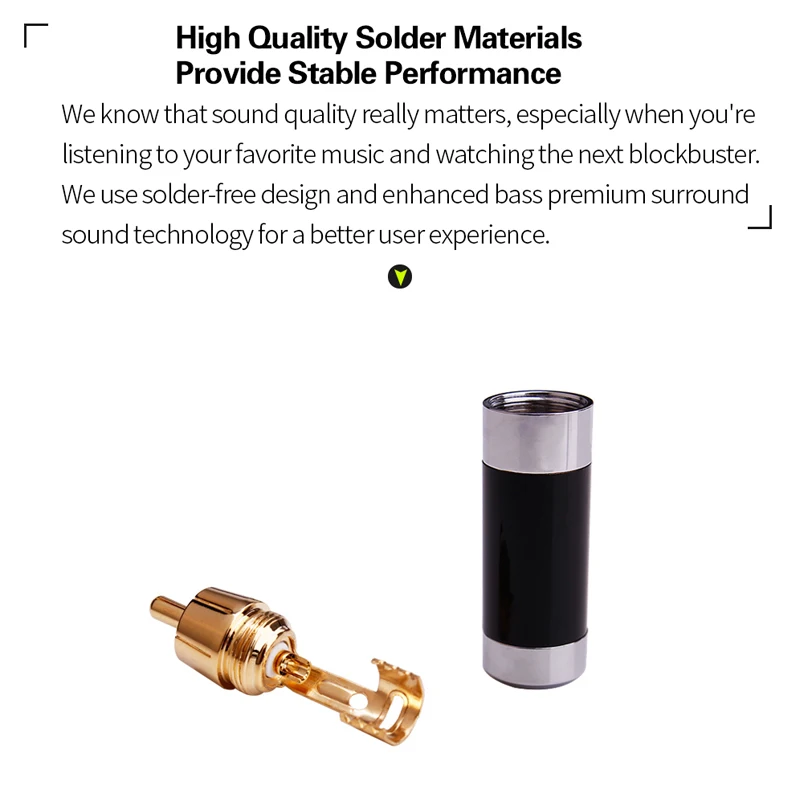 金メッキコネクタRca,オーディオビデオアダプター,時計コード付き,調整可能,オスプラグ,4個