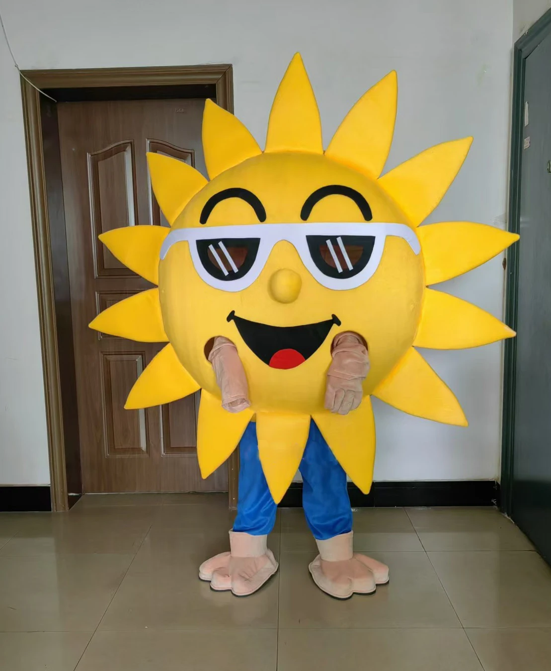 Nieuwe volwassen schattige zonnebloem zon cartoon mascotte kostuum pluche kerst themafeest prestaties halloween cosplay kostuum