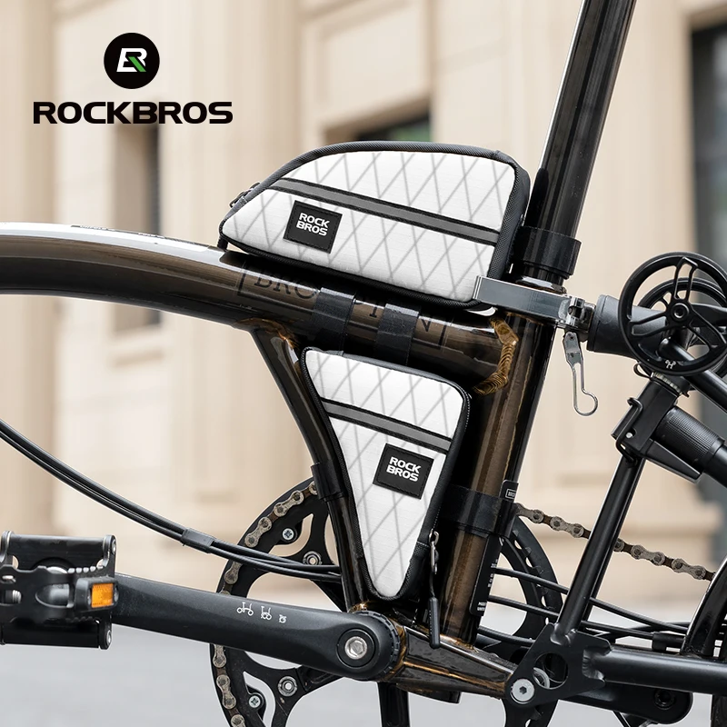 ROCKBROS Bicycle Frame Bag Upper Tube Bag Set Compact Size Large Capacity Cycling Item Storage Bike Frame Bag Bike Accessories