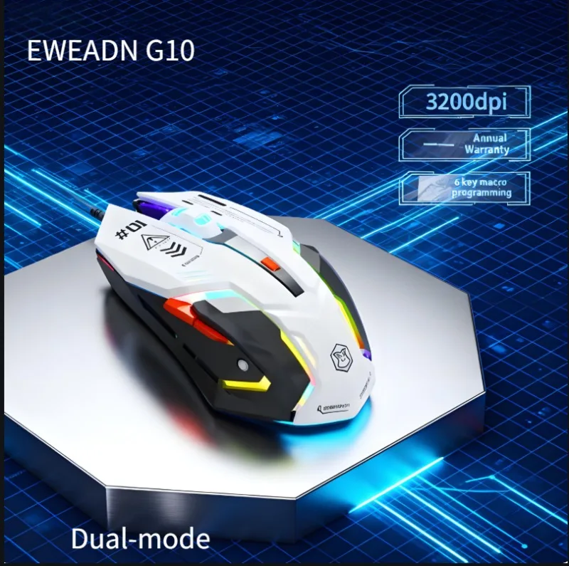 

EWEADN G10 мышь для киберспорта, двухрежимная, бесшумная, механическая, Silky Touch, макро-мышь для программирования для ПК, аксессуары для геймеров, подарок