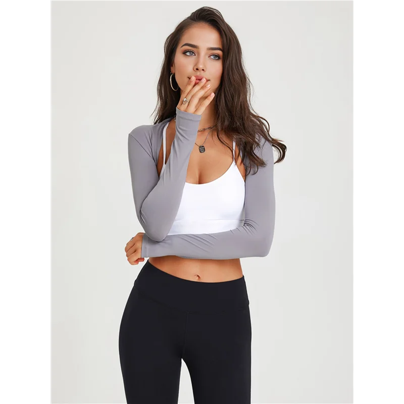 ABRT-Women's Casual Front-Opening Cool Shawl Sleeves Short Top Shawl Set 3
