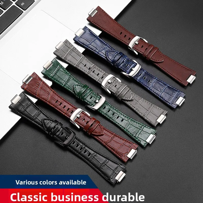 Excellent Leather strap with Convex 27mmx12mm For Tissot 1853 Super Player PRX T137.407 T137.410  First layer cowhide Watch Band