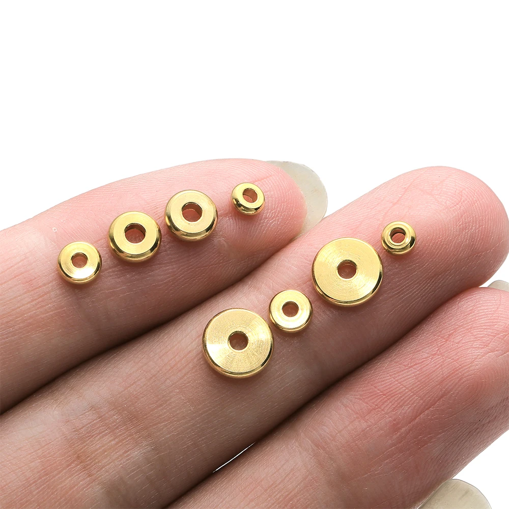 20/50Pcs 4mm 5mm 6mm 8mm Stainless Steel Round Flat Spacer Beads Loose Beads for DIY Bracelet Necklaces Jewelry Making Supplies