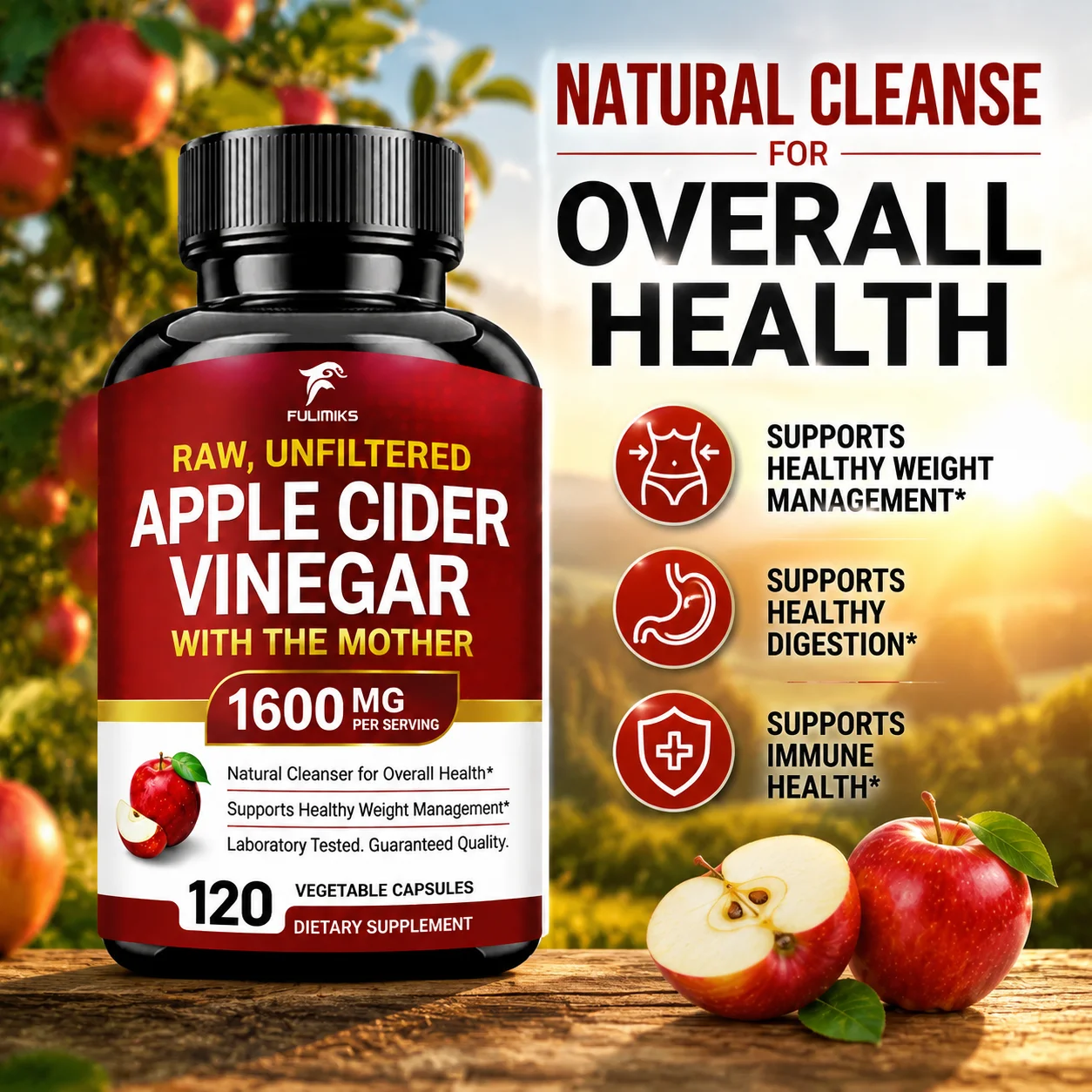 Apple Cider Vinegar Pill - Apfelessig-Kapseln. Mit The Mother für gesunde