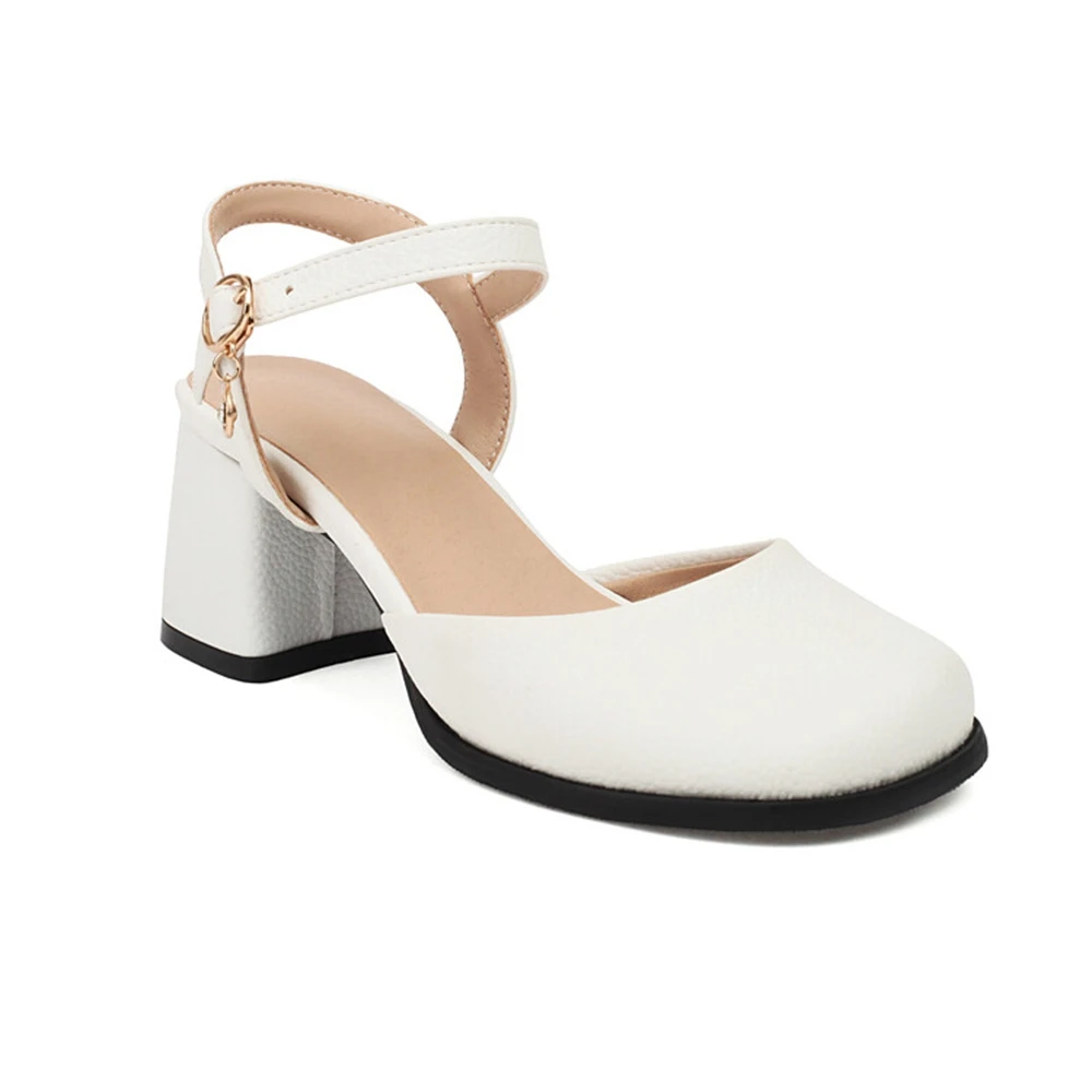 

Thick High Heels Sandals Women Fashion Dress Round Head Ankle Buckle Strap Bridal Shoes Comfortable Casual Platform Sandals 762