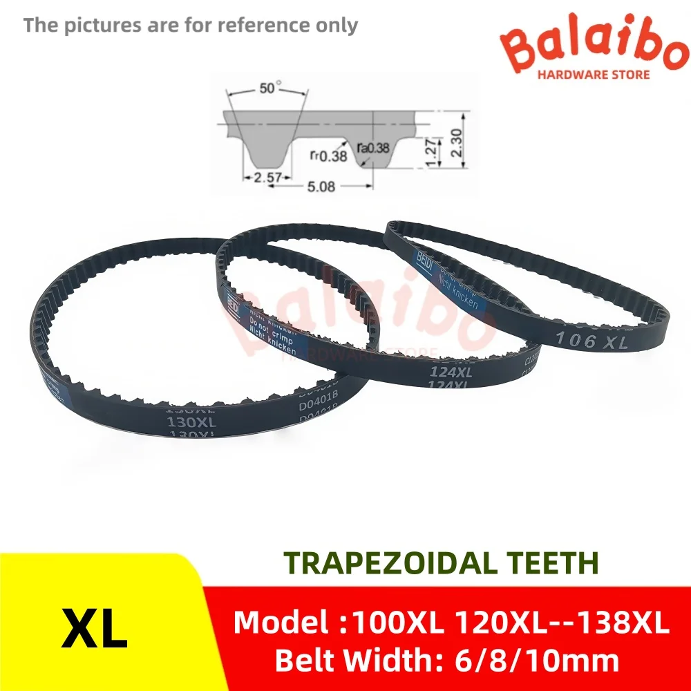 

XL Timing Belt Model number 100XL 102 104 106 108 110 112 114 116 118 120XL--138XL High Torque Rubber Width 6/8/10mm