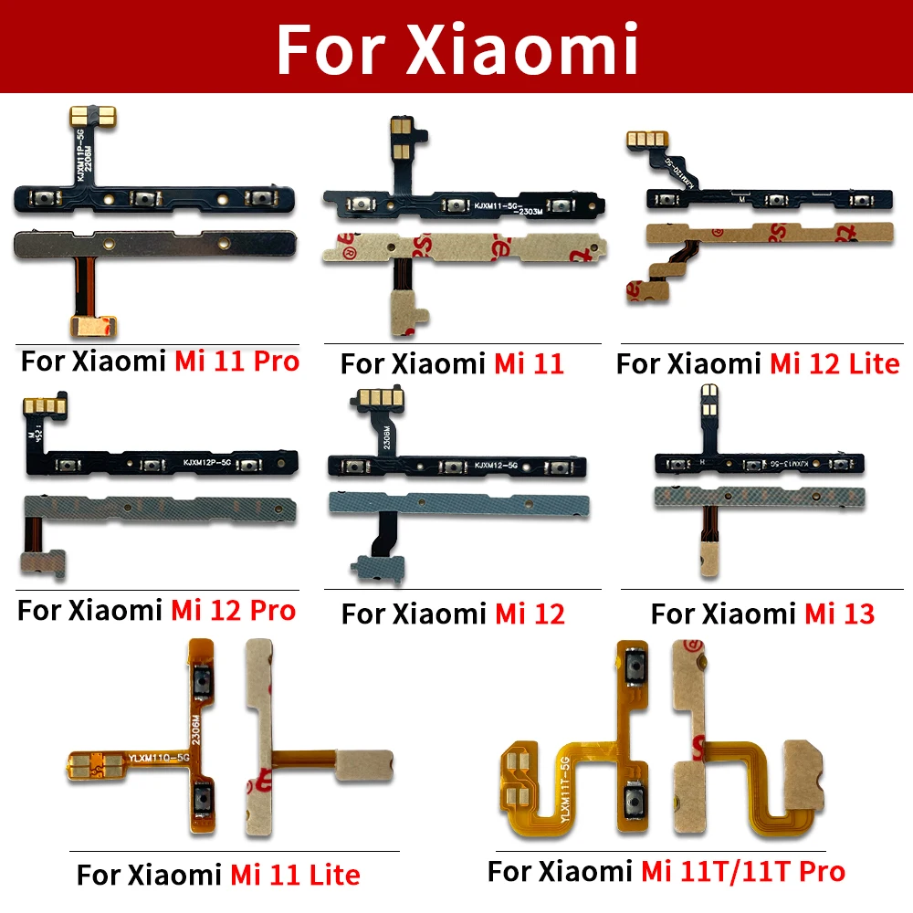 Power Switch ON OFF Key Mute Silent Volume Button Ribbon Flex Cable For Xiaomi 11 12 12S 13 Lite Pro 12x 11i 13 Lite Parts