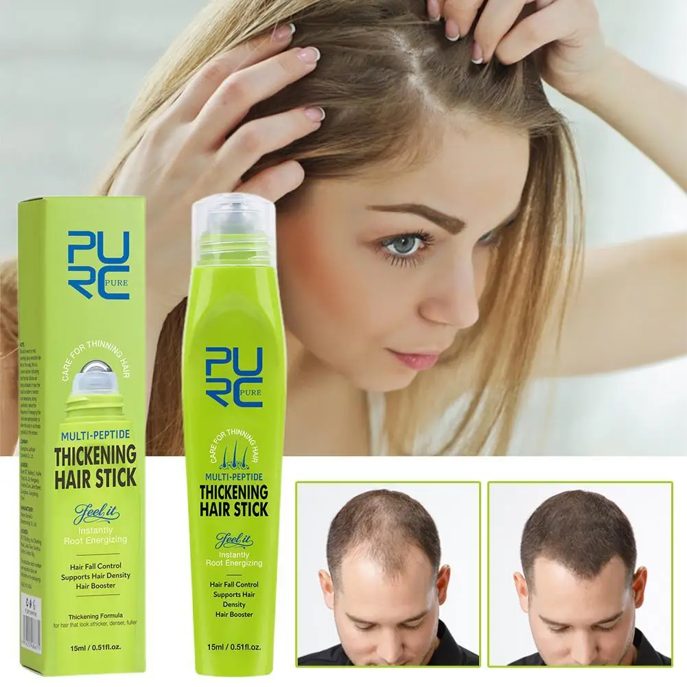 

15ml Organic Polypeptide Hair Thinning Care Stick Portable Roller Ball Scalp Care Essence For Smooth Shiny Hair For Dry Hair