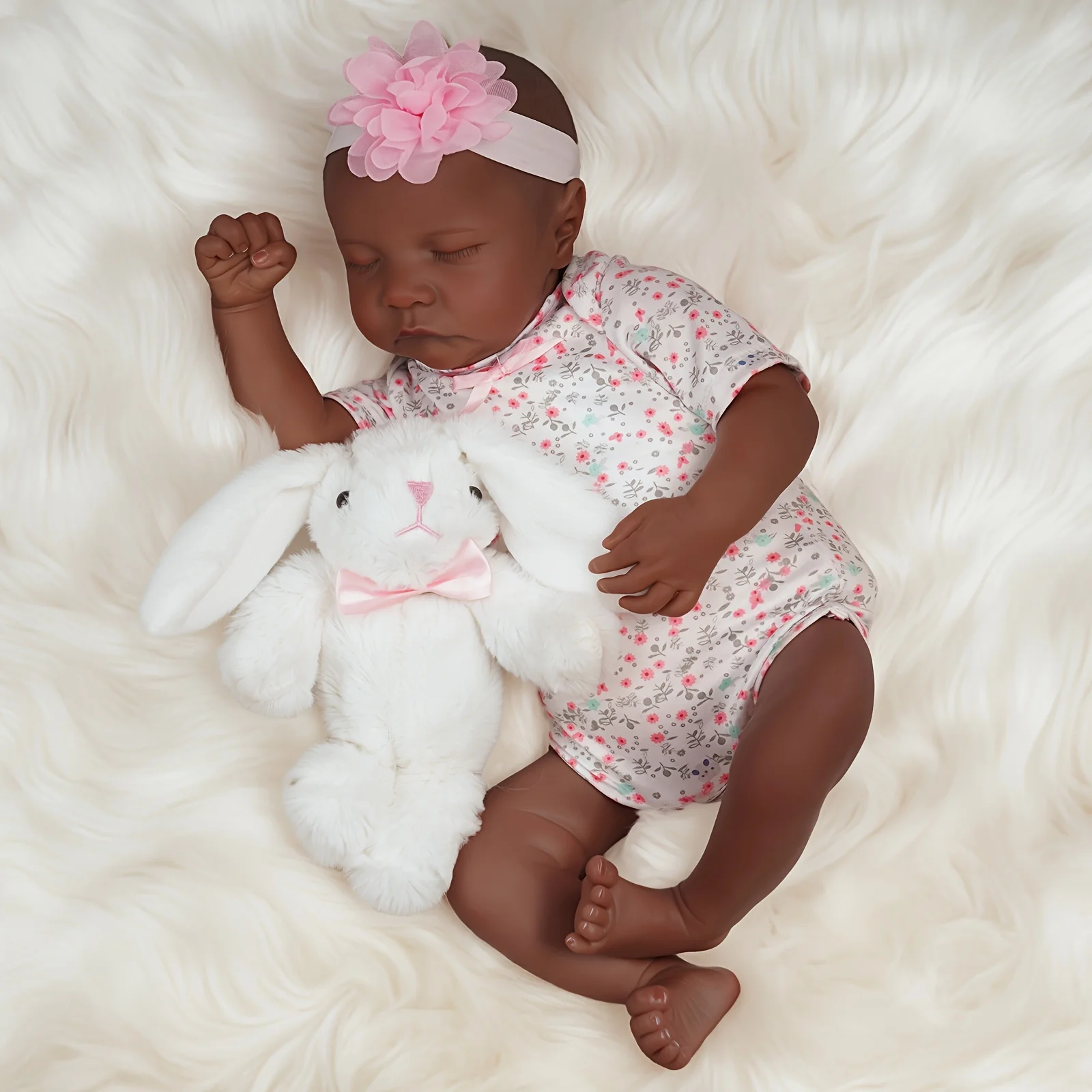 BABESIDE Lifelike Reborn Baby Dolls, 20 Inch Realistic African American Newborn Baby Dolls Sleeping That Look Real With Feeding