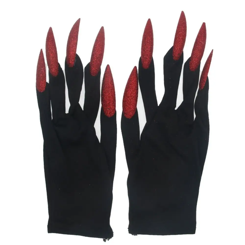 Scary Long Nails Ghost Claw Gloves Cloth Cosplay Ghost Gloves Halloween Props Wrist Gloves Witch Gloves Girls