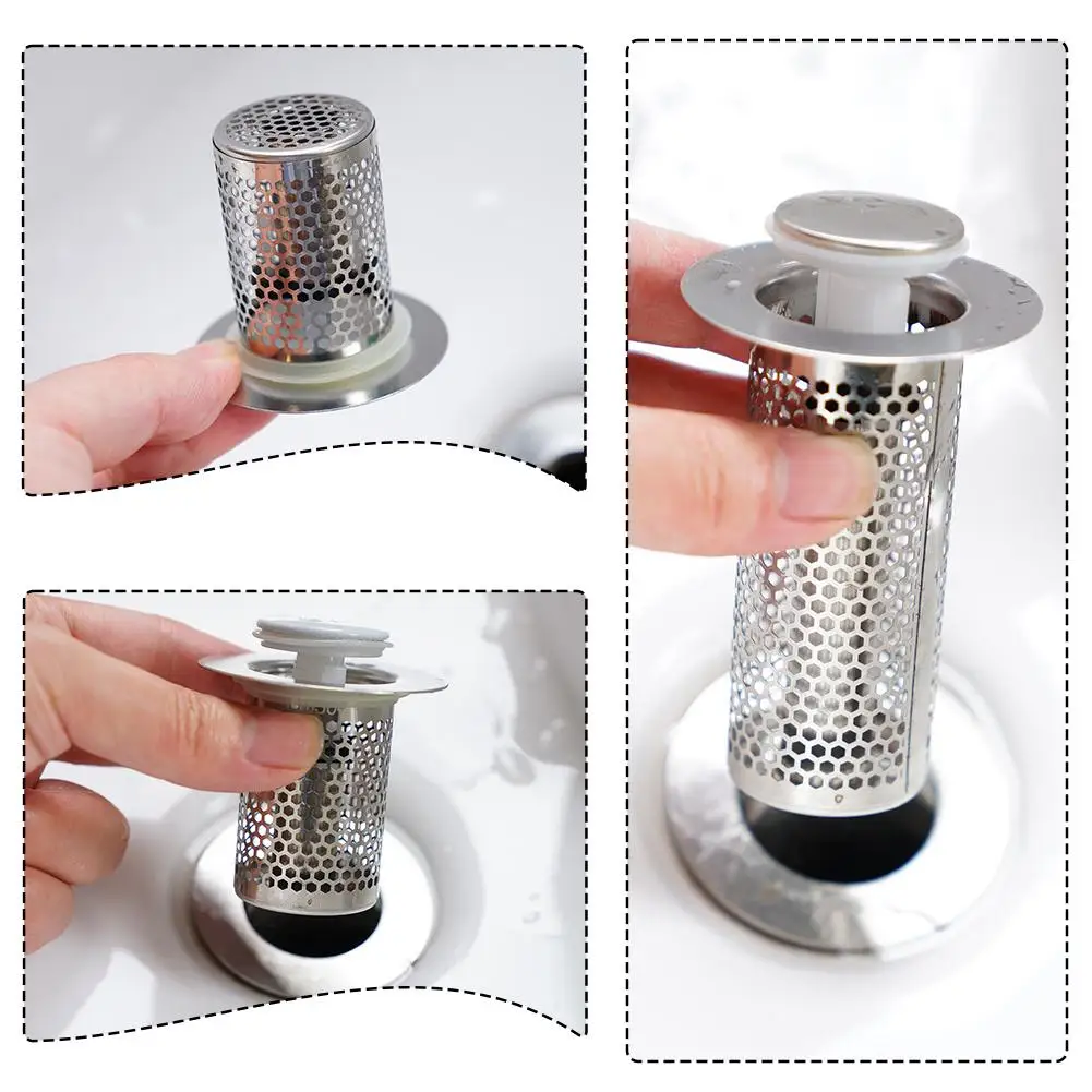 1pcs Anti-clog Kitchen Sink Floor Drain Filter Up Bounce Bath Hair Core Strainer Basin Drain Catcher Accessories Sink Showe P8L7