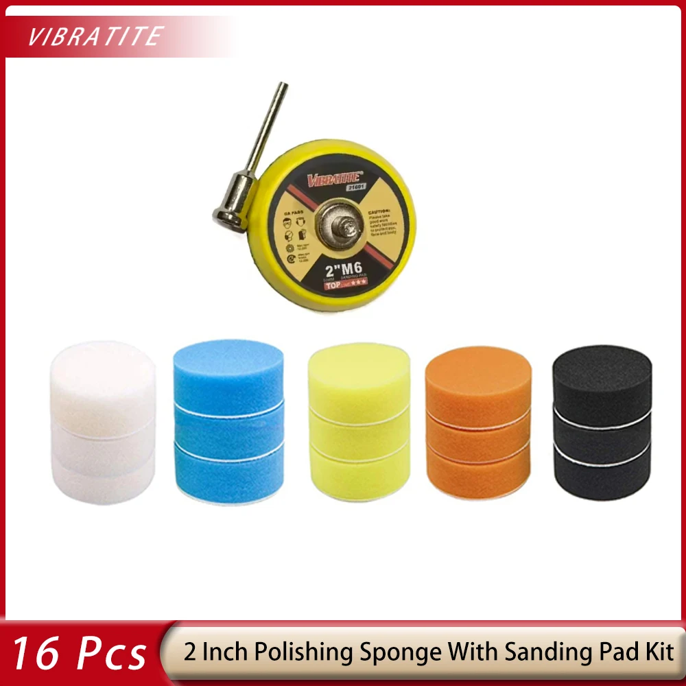 

16 шт., 2 дюйма, 50 мм, набор полировальных губок, автомобильный полировщик, вощение, полировка, чистящий винт, лоток, инструмент, полезный