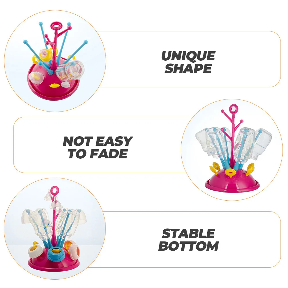 

1Pcs Baby Bottle Drying Rack Plastic Feeding Bottles Holder Scratch Resistant Detachable Branches Water Storage Base Baby Bottle