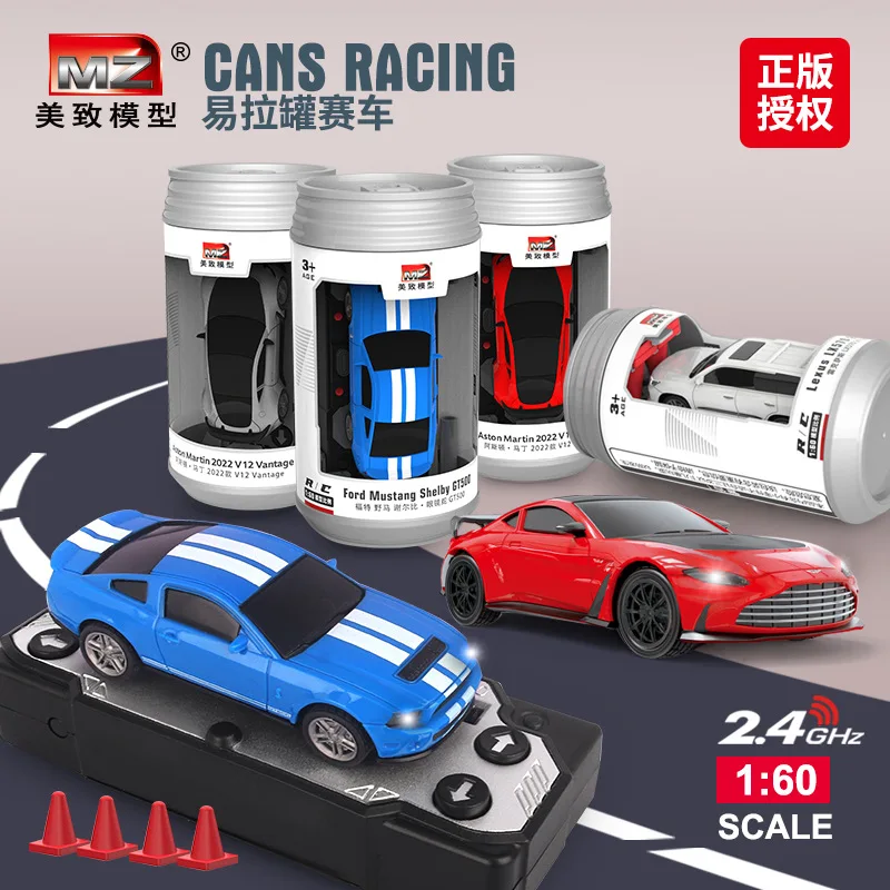 New desktop mini 1:60 can racing wireless remote control car with LED light, simple and portable pocket remote control car