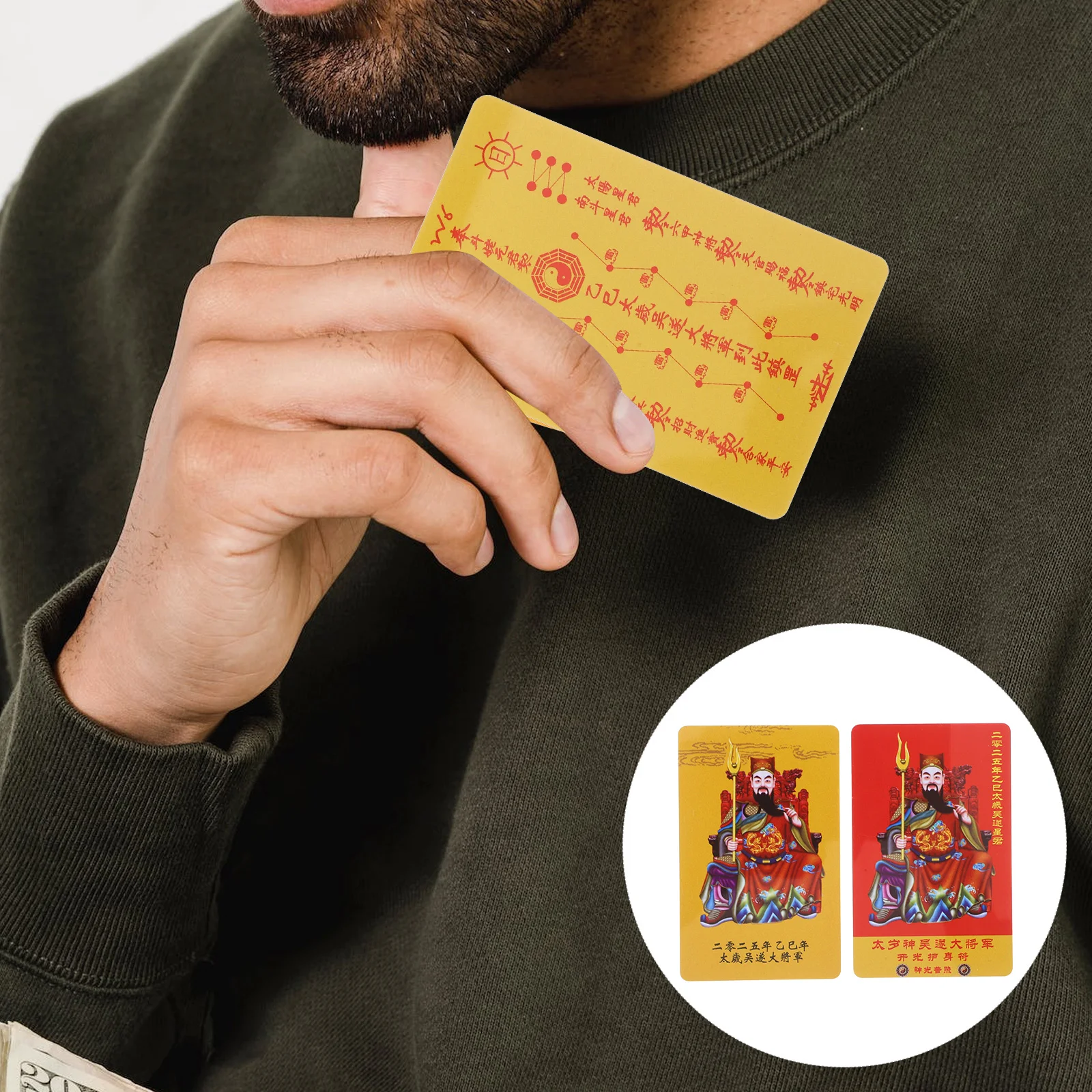 2 Pcs Year of Tai Sui and Snake Chinese Amulet General Auspicious Cards Taisui Decor Pvc
