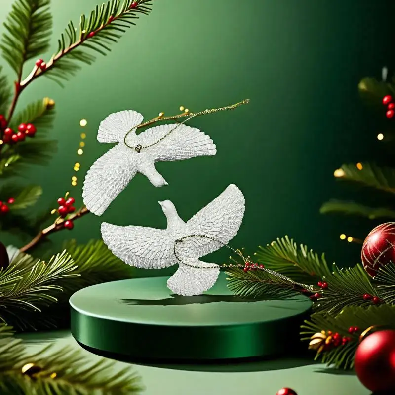 New 1pc Friendship Doves Resin Christmas Ornament Doves Christmas Tree Ornament Best Gift