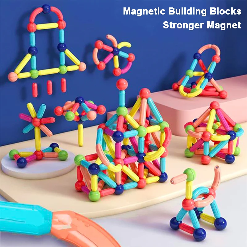 

Magnetic Building Blocks Set Toys Kids Magnet Stick Rod Building Blocks Montessori Educational Toy For Children Boy Girl Gifts