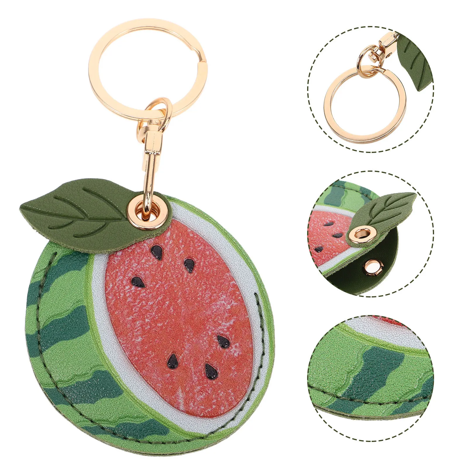 

PU Watermelon Keychain Card Protector Stylish Tracker Case Holder Lightweight Accessory for Summer Cute Keychains