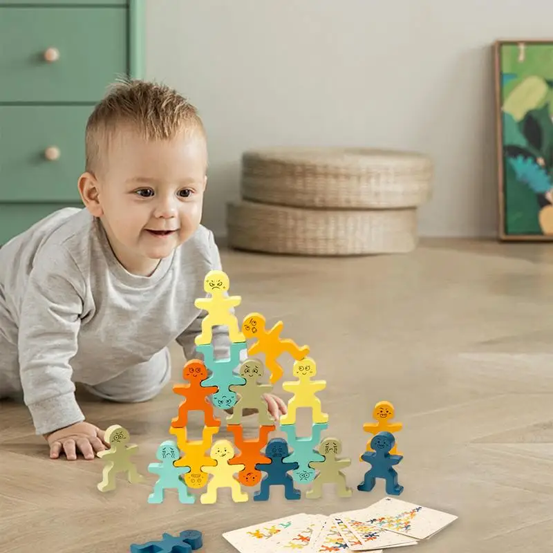 Empilhamento brinquedos de construção brinquedo sensorial blocos de pilha de equilíbrio de madeira aprendizagem precoce jogo de pilha atividade pré-escolar empilhamento brinquedos para