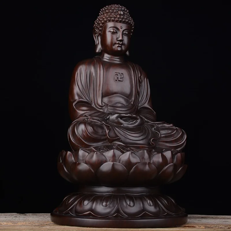 Black sandalwood, pear flowerswood , big sun Buddha statue, Shakyamuni Buddha statue, wooden carving decoration