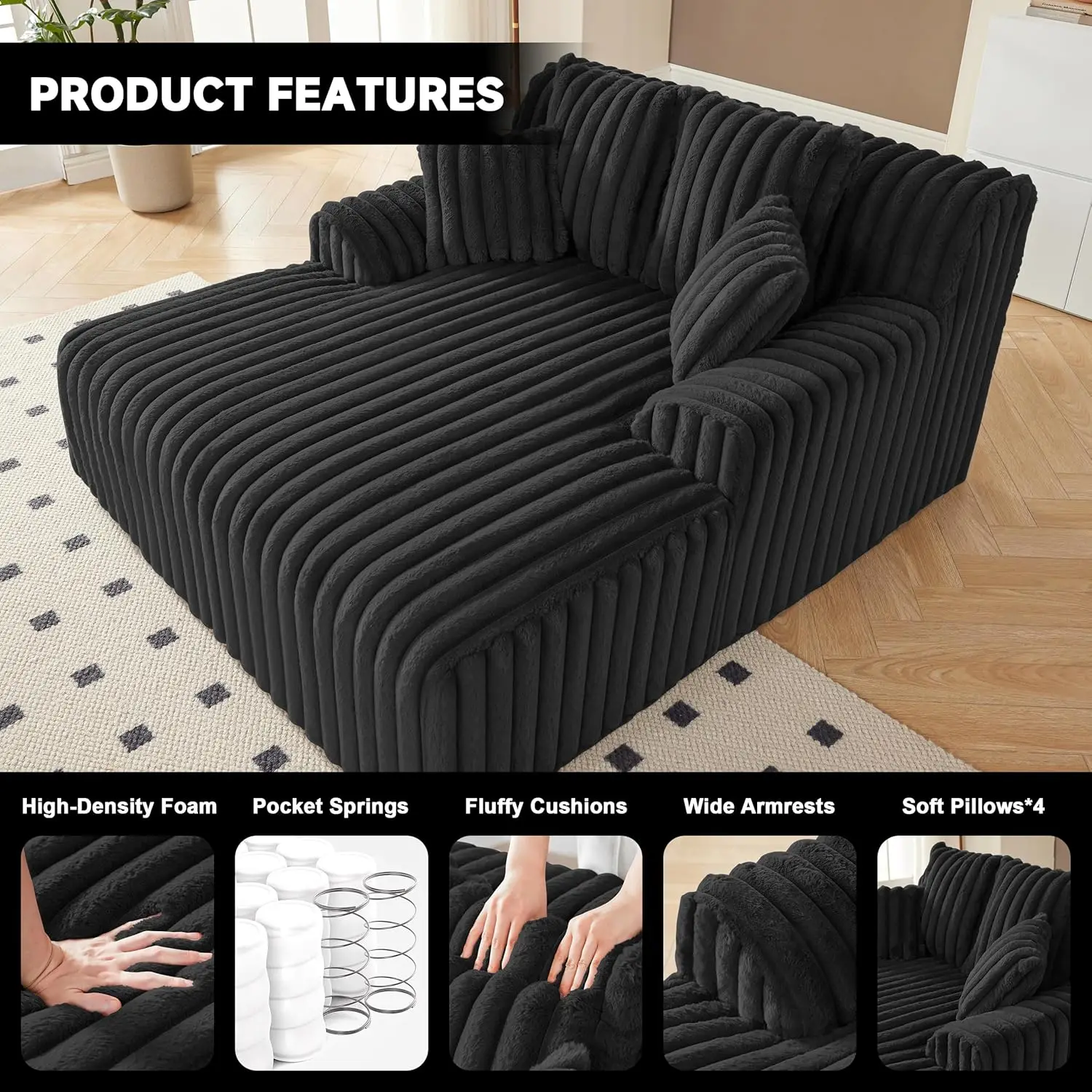 Cadeira interna, sofá desossado com 4 travesseiros, cadeiras de leitura aconchegantes com braços largos, sem montagem veludo desossado