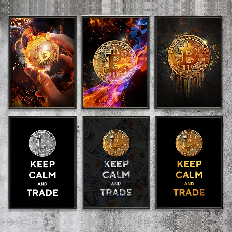 Modern Bitcoin Fashion Pop Wall Canvas Painting Nordic Art Posters and Print for Living Room Home Office Decoration Pictures