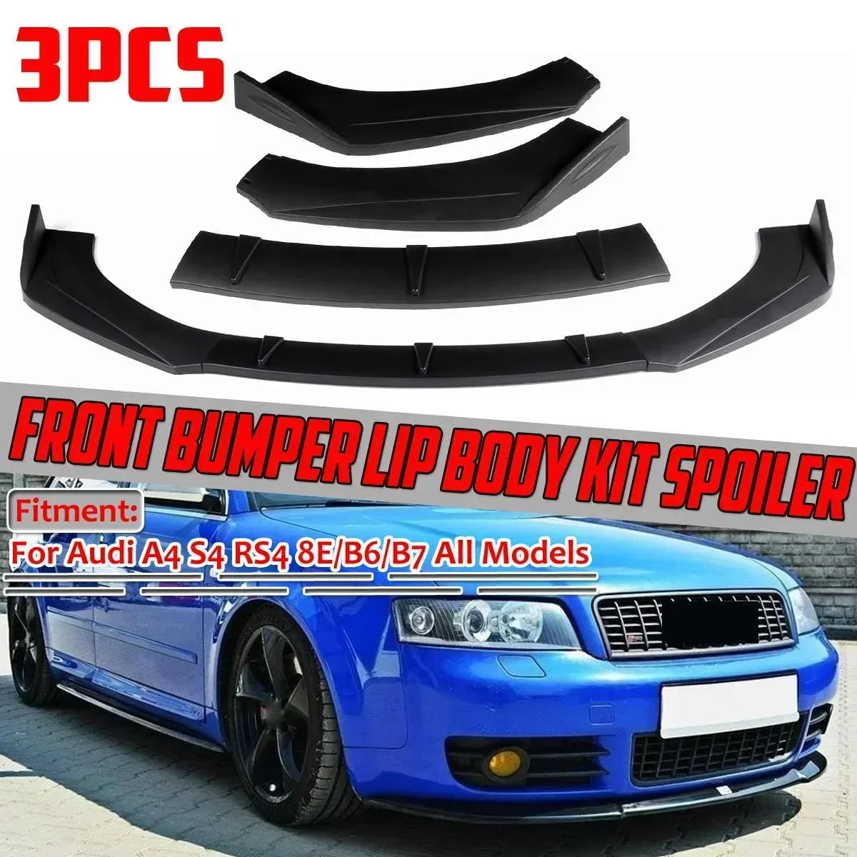 

Universal Car Front Bumper Splitter Lip Diffuser Protector Cover For Audi A4 S4 RS4 8E B6 A3 A5 A6 A7 Q3 Q5 RS5 RS7 S3 Body Kit