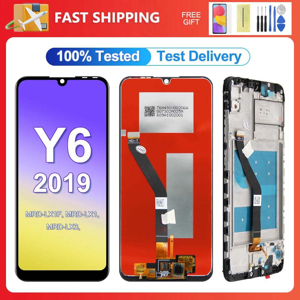 For HUAWEI Y6 2019 6.09''For Honor 8A MRD-LX1F LX1 LX3 LX1N LCD Display Touch Screen Digitizer Assembly Replacement