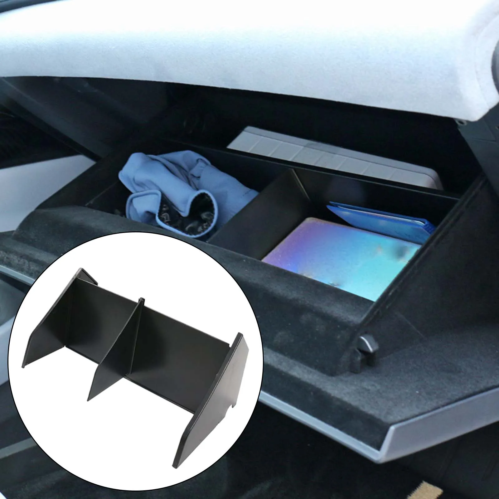 Glove Box Organizer Divider Compartment Tray for Byd Seal 2022 Easy Installation Durable 35cmx15.1cmx3cm ABS  Black