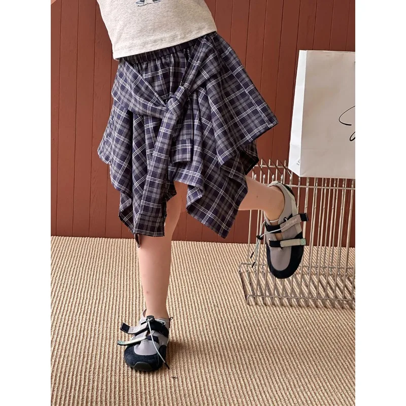 

Girls Summer Trendy Cool Street Dance Anti-light Culottes Children's Korean Version Fake Shirt Irregular Skirt Fashion