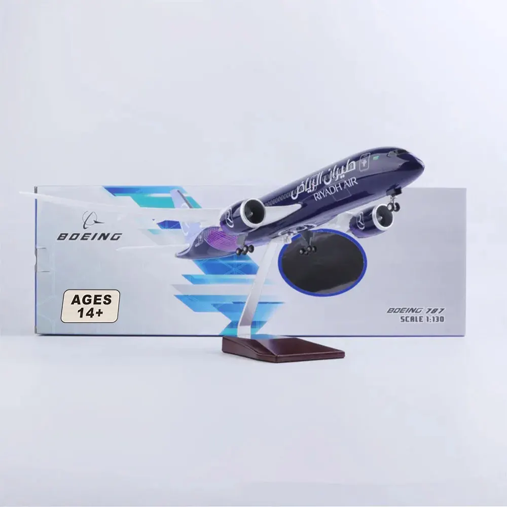 43cm Scale Aircraft B787 Riyadh Air Airline Diecast Airplanes Resin Model Planes with Led Light Collected Gift By Aviation